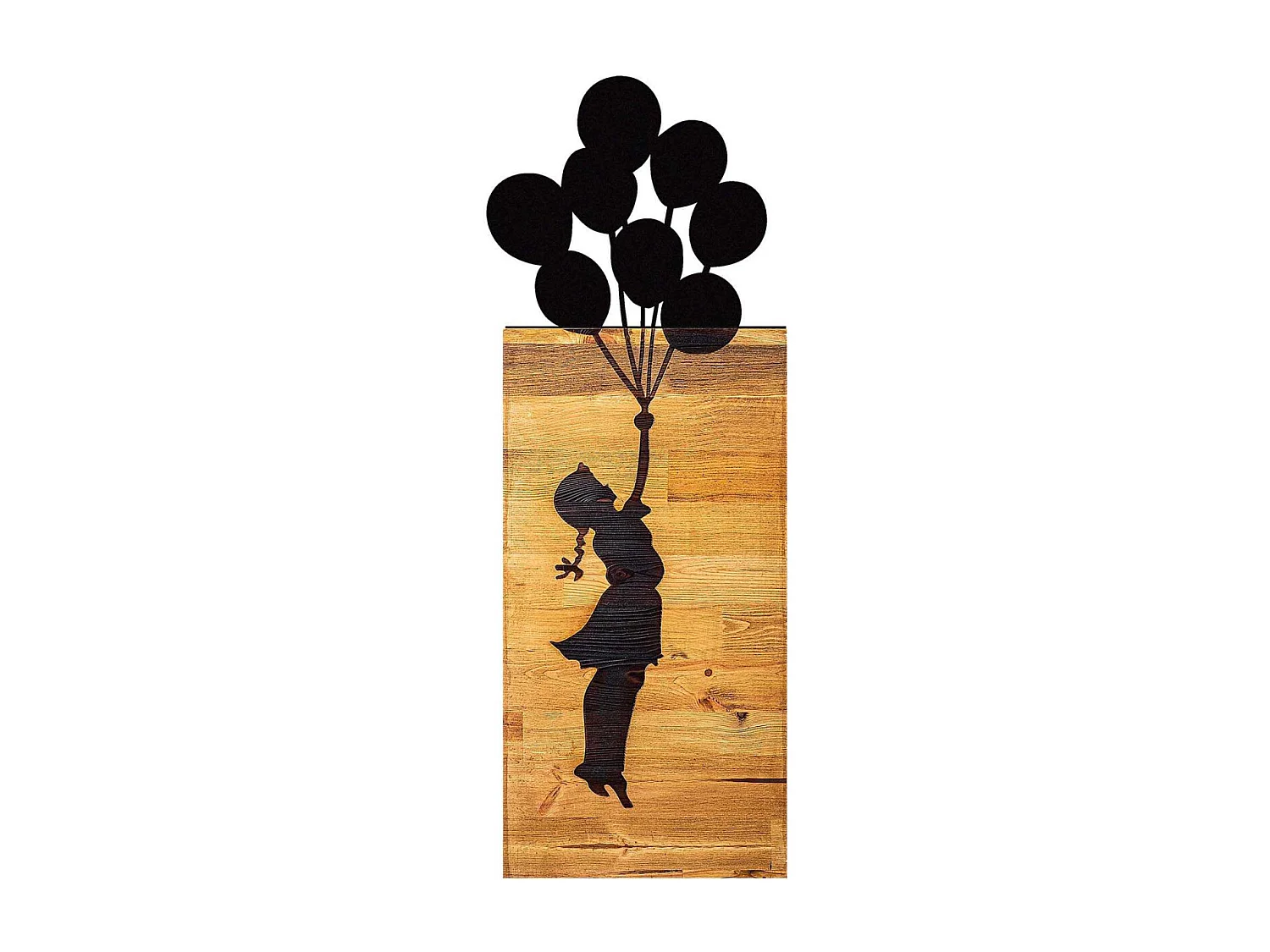 Décoration murale en bois et métal Walnut Enfant et ballons