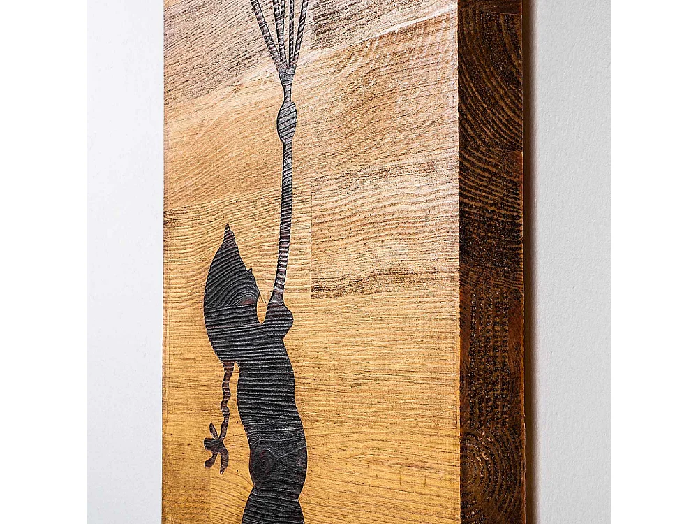 Décoration murale en bois et métal Walnut Enfant et ballons