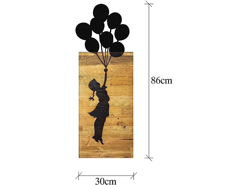Décoration murale en bois et métal Walnut Enfant et ballons