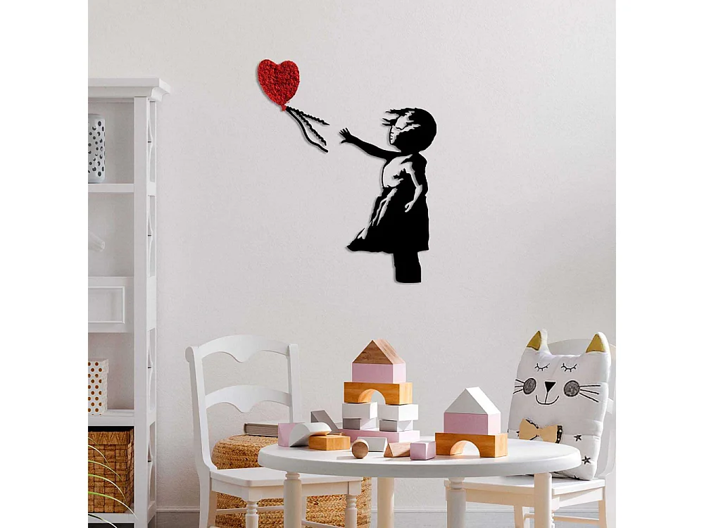 Décoration murale en métal Fille avec ballon