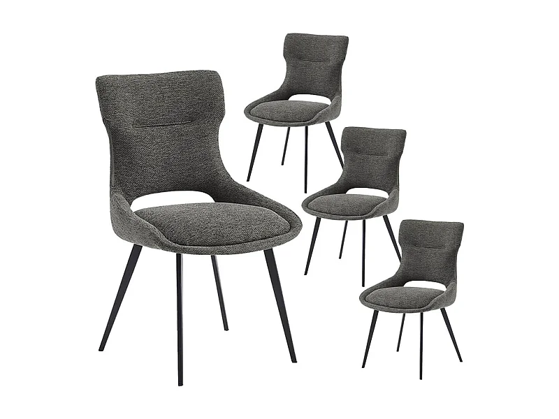 AMANDA - Lot de 4 Chaises Tissu Coloris Gris Anthracite
