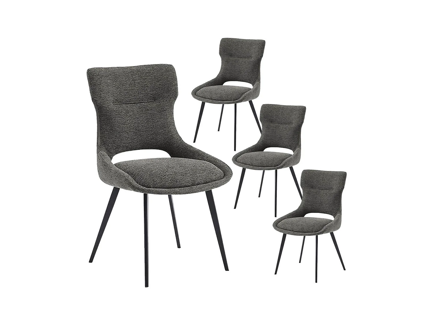 AMANDA - Lot de 4 Chaises Tissu Coloris Gris Anthracite