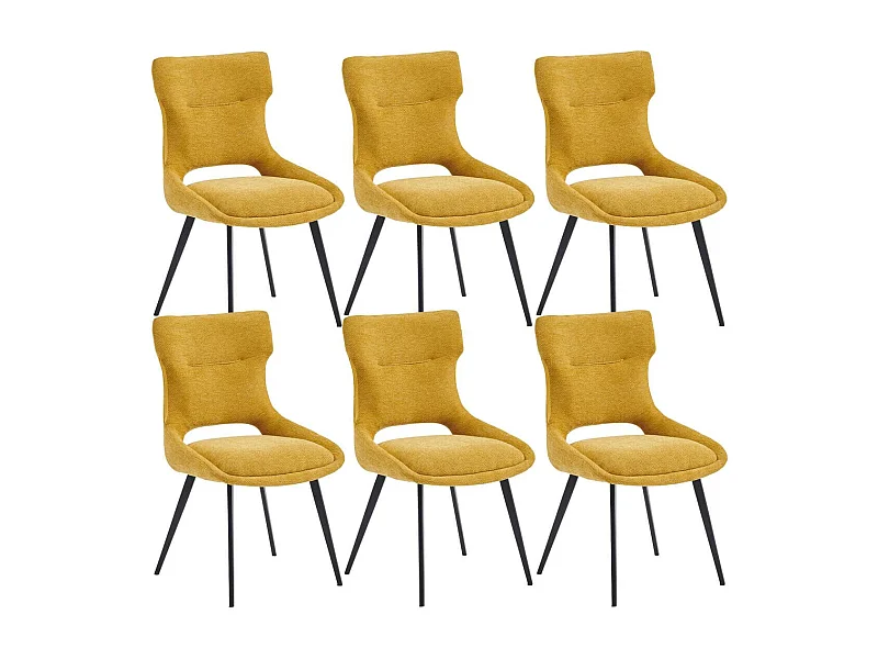 AMANDA - Lot de 6 Chaises Tissu Coloris Jaune