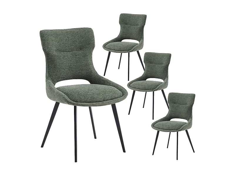 AMANDA - Lot de 4 Chaises Tissu Coloris Vert