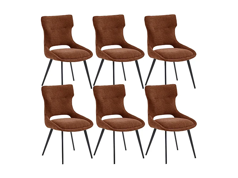 AMANDA - Lot de 6 Chaises Tissu Coloris Terracotta
