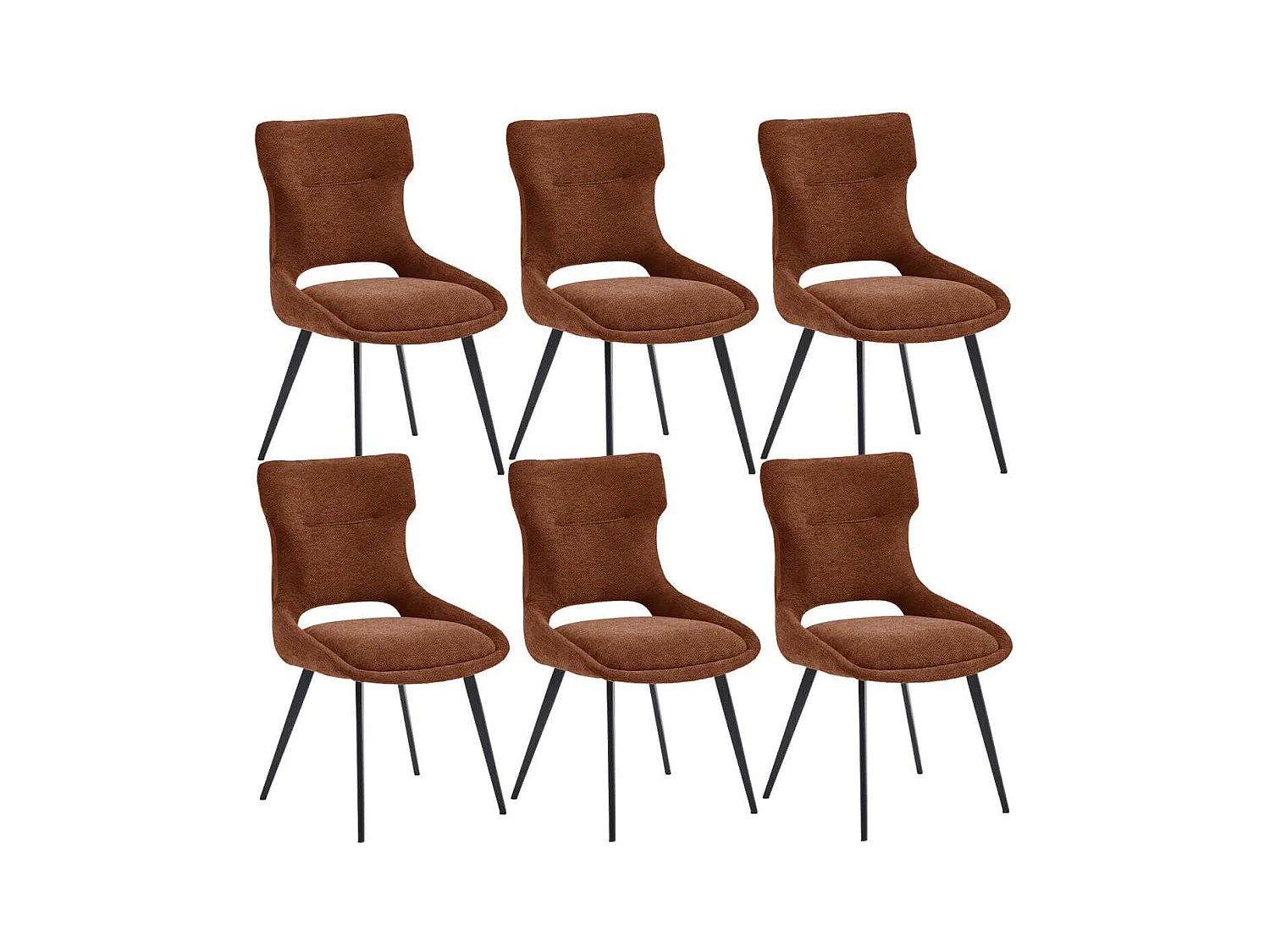 AMANDA - Lot de 6 Chaises Tissu Coloris Terracotta