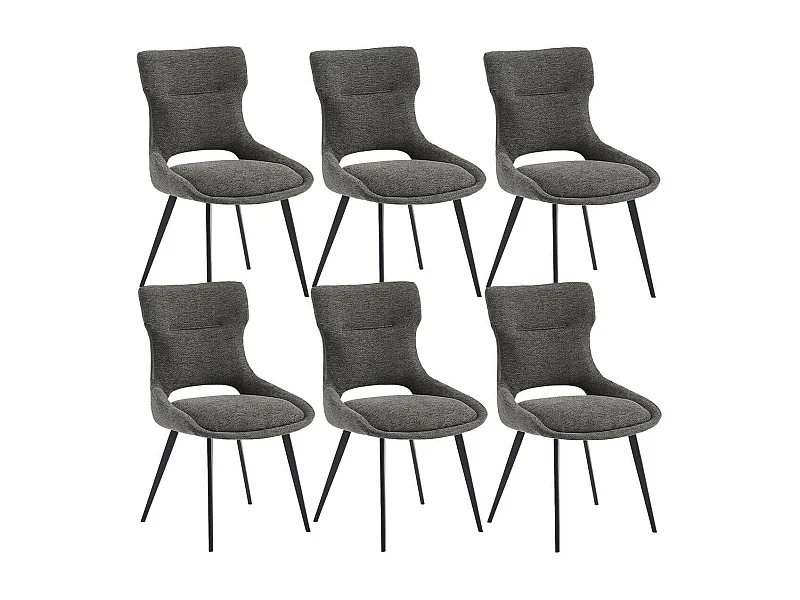 AMANDA - Lot de 6 Chaises Tissu Coloris Gris Anthracite