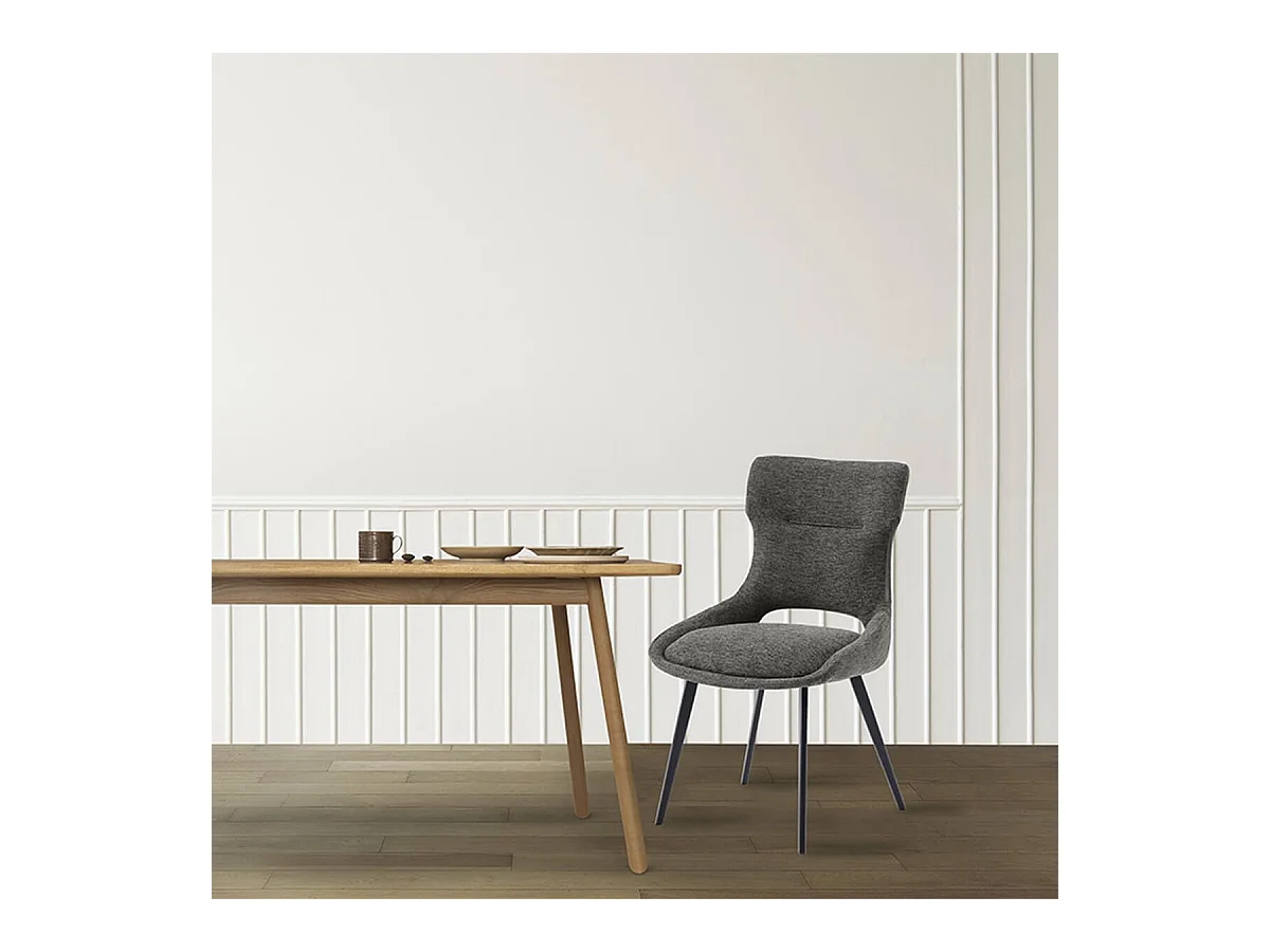 AMANDA - Lot de 6 Chaises Tissu Coloris Gris Anthracite