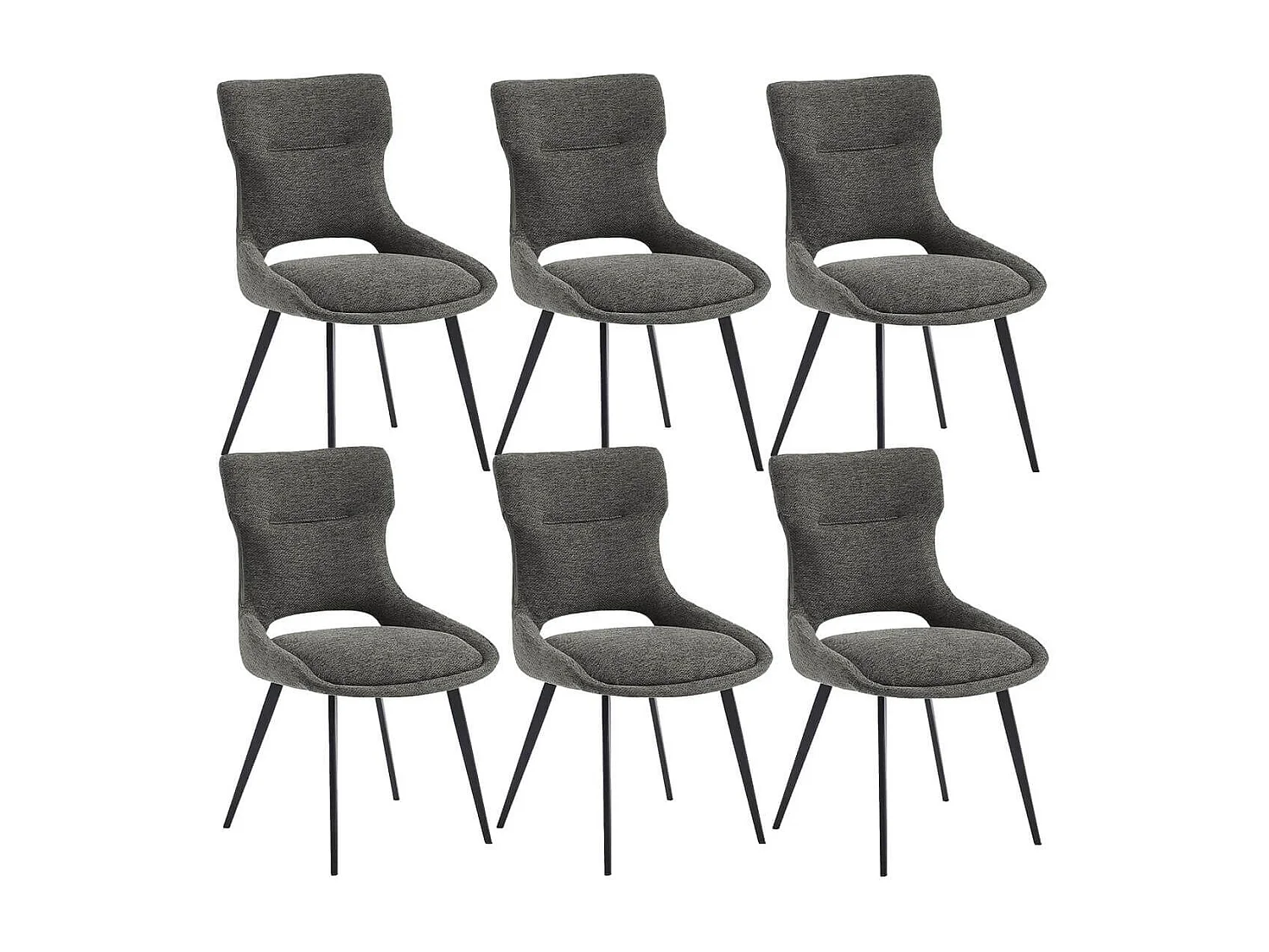 AMANDA - Lot de 6 Chaises Tissu Coloris Gris Anthracite