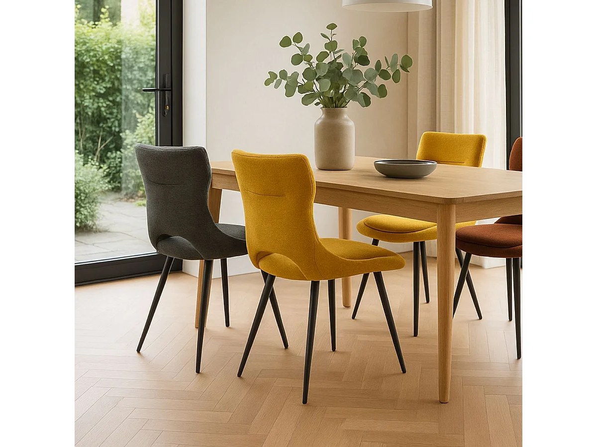 AMANDA - Lot de 6 Chaises Tissu Coloris Gris Anthracite