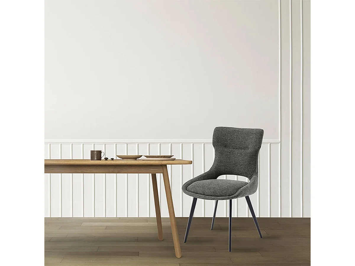 AMANDA - Lot de 6 Chaises Tissu Coloris Gris Anthracite