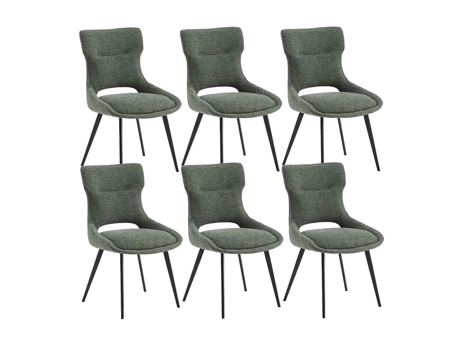 AMANDA - Lot de 6 Chaises Tissu Coloris Vert
