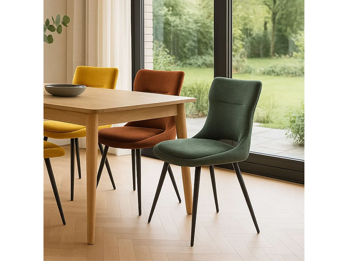 AMANDA - Lot de 6 Chaises Tissu Coloris Vert