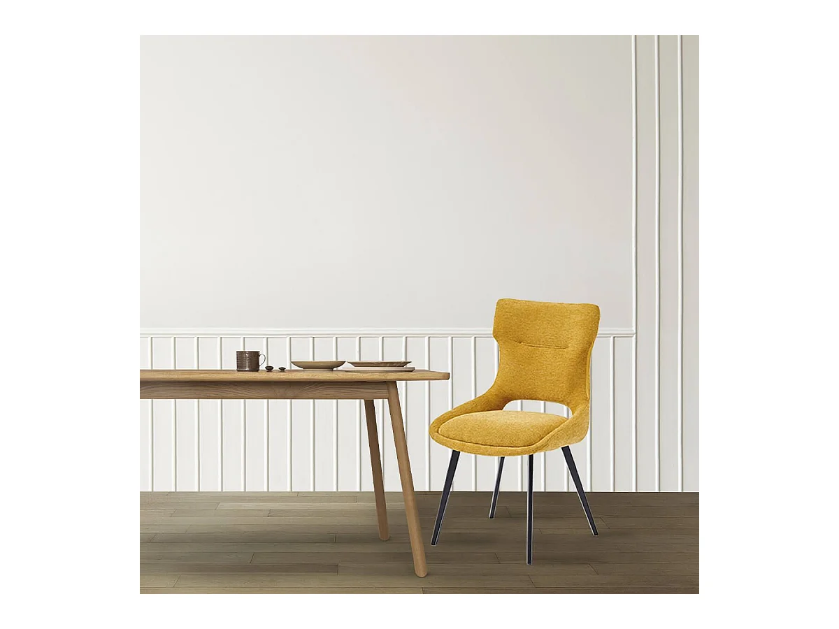 AMANDA - Lot de 4 Chaises Tissu Coloris Jaune