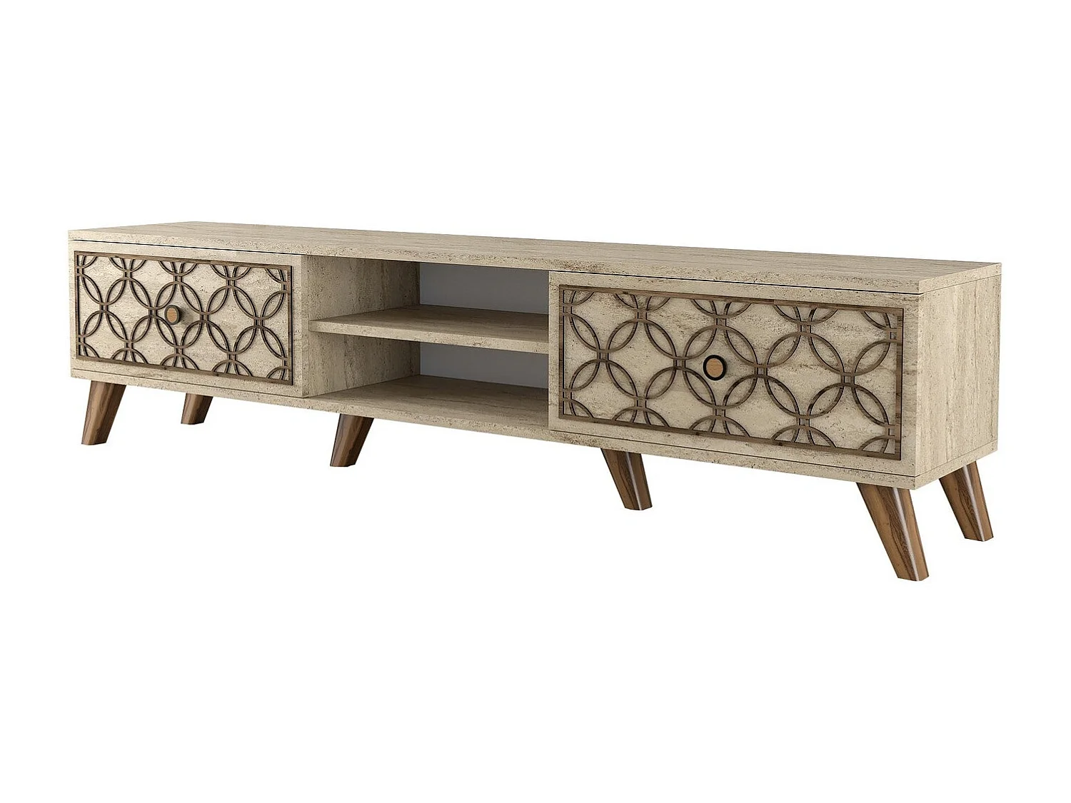 Móvel de TV – 180 cm x 44 cm x 37 cm – Travertino – Painel de partículas revestido de melamina