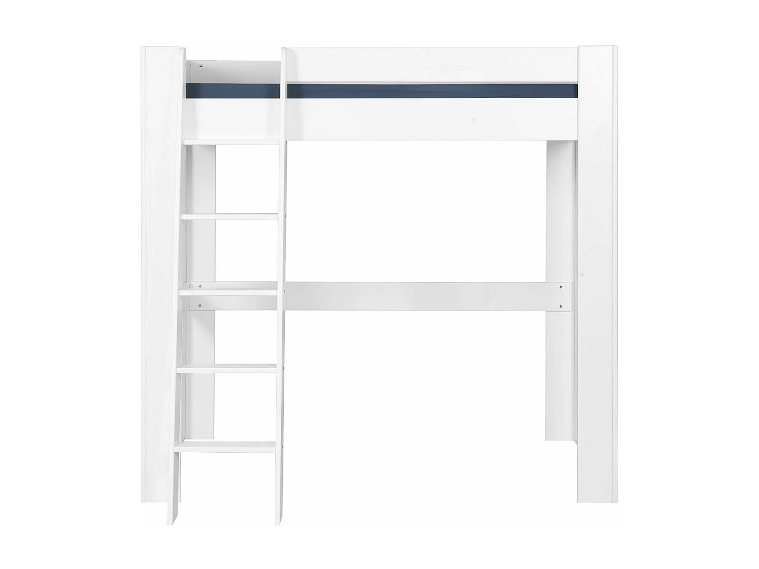 Lit mezzanine 2 places avec bureau 120x190 cm bois massif blanc LEE