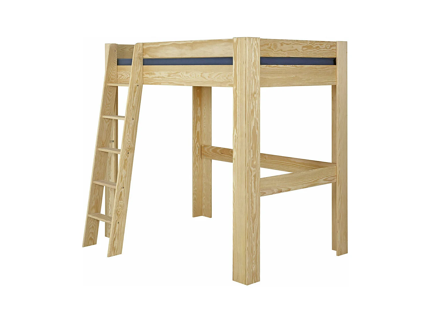Lit mezzanine 2 places avec bureau 120x190 cm bois massif bois naturel LEE