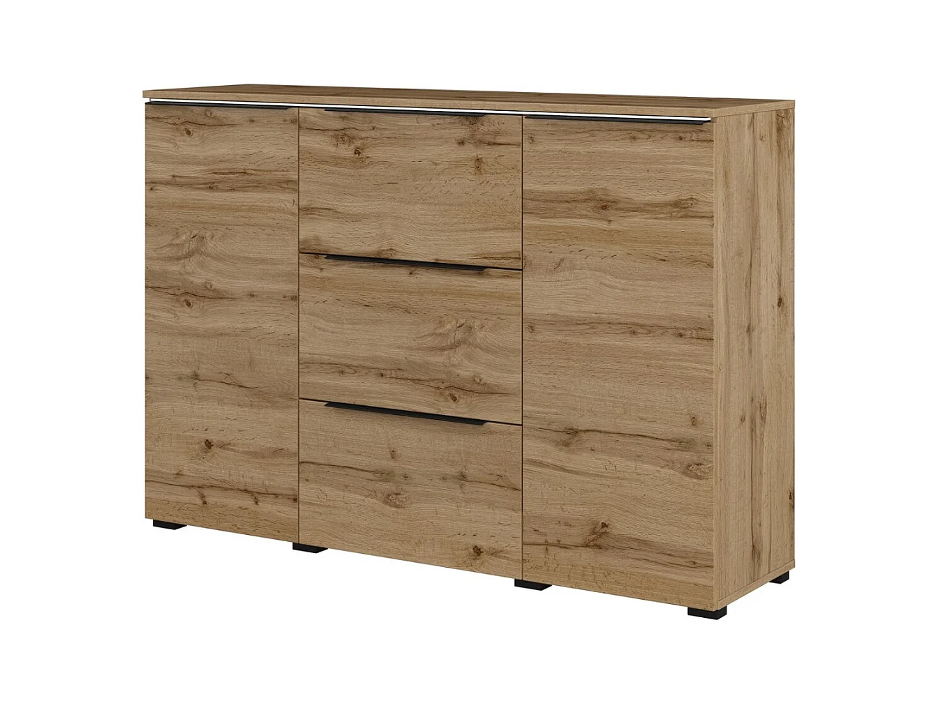Buffet ALICE in wotan eiken kleur - 2 deuren, 3 laden met LED-verlichting