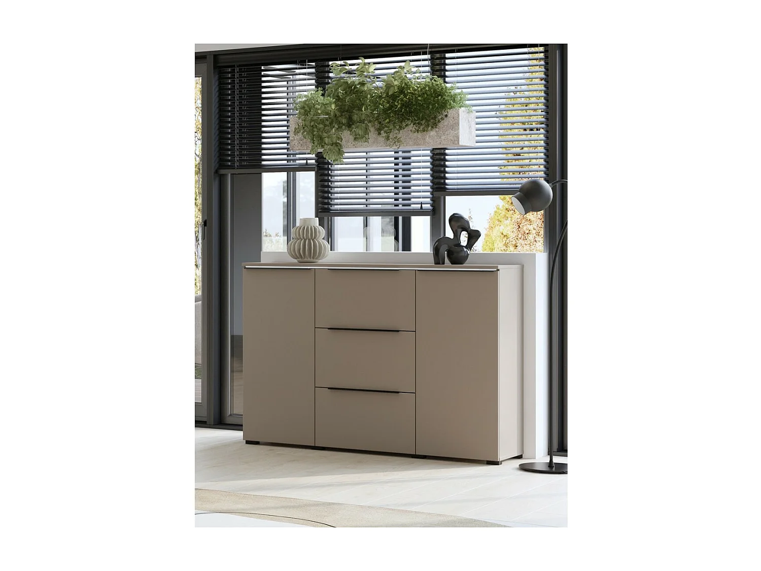 Buffet ALICE 2 portes 3 tiroirs, coloris marron congo