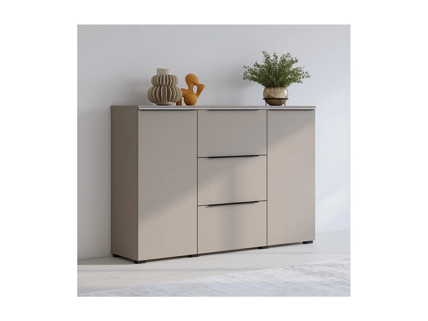 Buffet ALICE met 2 deuren en 3 laden, kleur bruin Congo met LED-verlichting