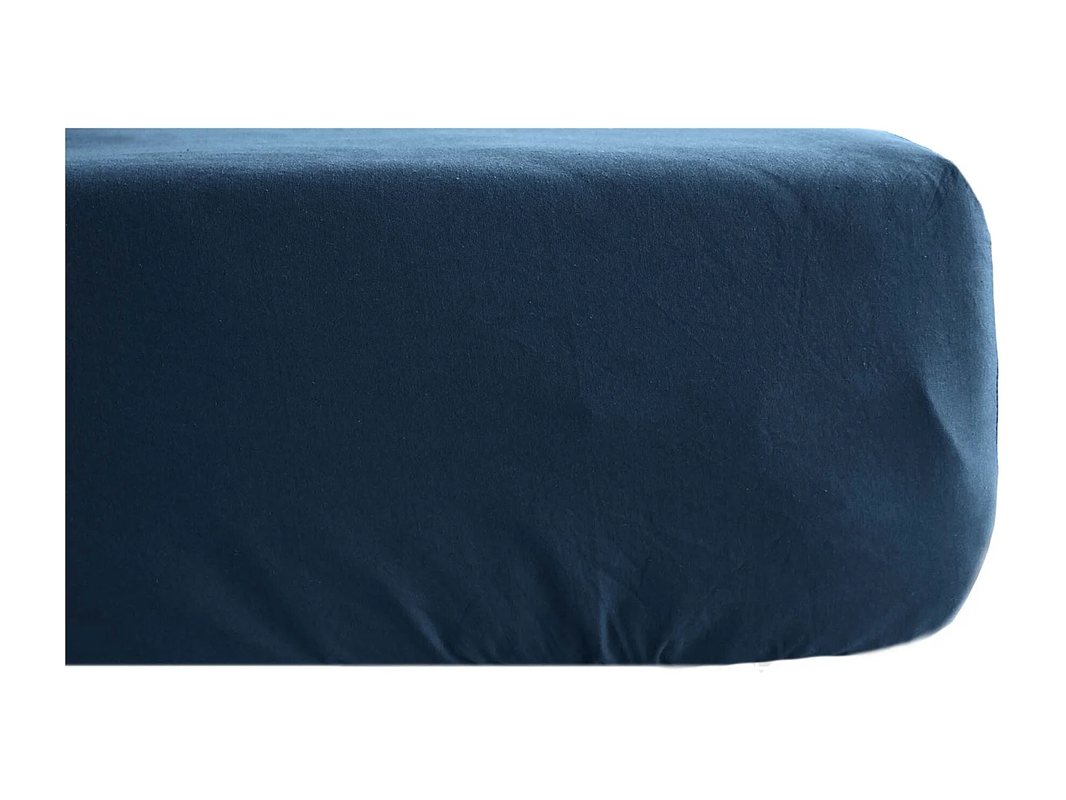 Drap housse uni 80x200 cm bonnet 35 cm percale de coton MANOIR bleu Marine