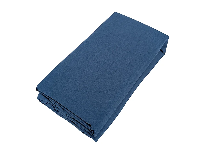 Drap housse uni 80x200 cm bonnet 35 cm percale de coton MANOIR bleu Marine