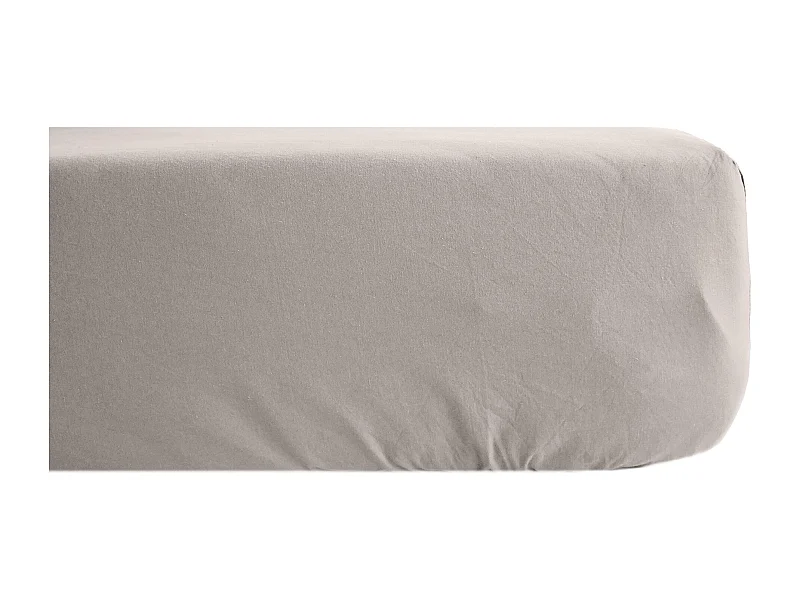 Drap housse uni 140x200 cm bonnet 35 cm percale de coton MANOIR gris Cendre