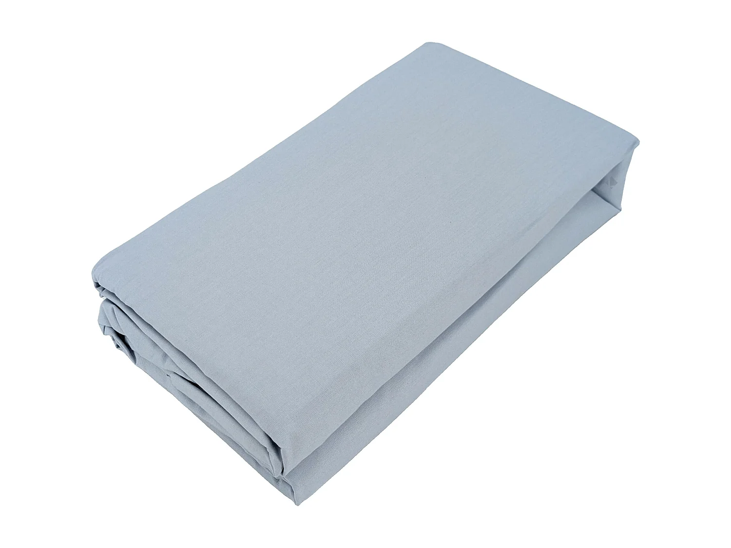 Drap housse uni 90x190 cm bonnet 35 cm percale de coton MANOIR bleu Glacier