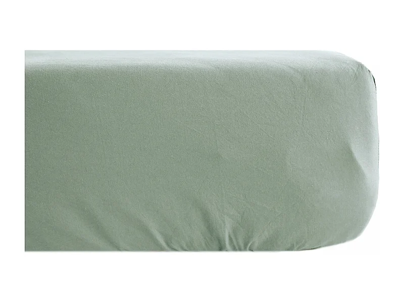 Drap housse uni 120x190 cm percale MANOIR vert Lichen bonnet 35