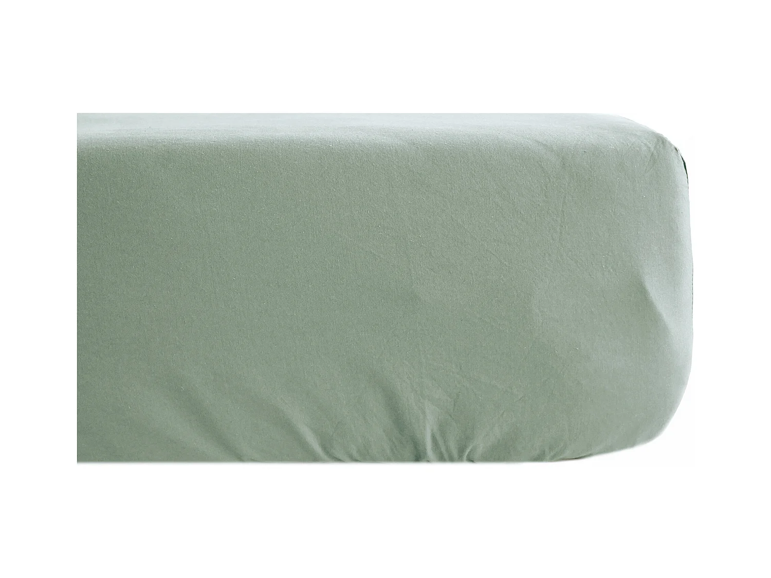 Drap housse uni 120x190 cm percale MANOIR vert Lichen bonnet 35