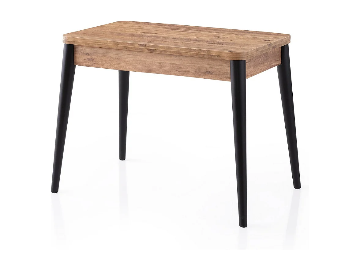 Uitschuifbare tafel van 100 tot 120 cm, Atlantisch grenen en zwart decor - DOLUNAY