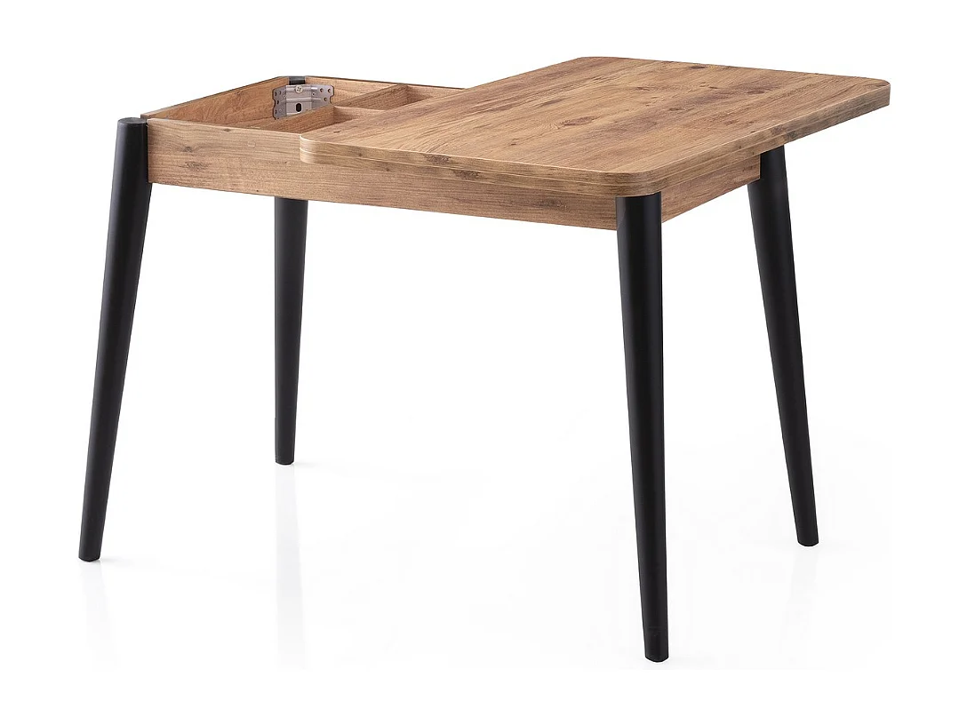 Uitschuifbare tafel van 100 tot 120 cm, Atlantisch grenen en zwart decor - DOLUNAY