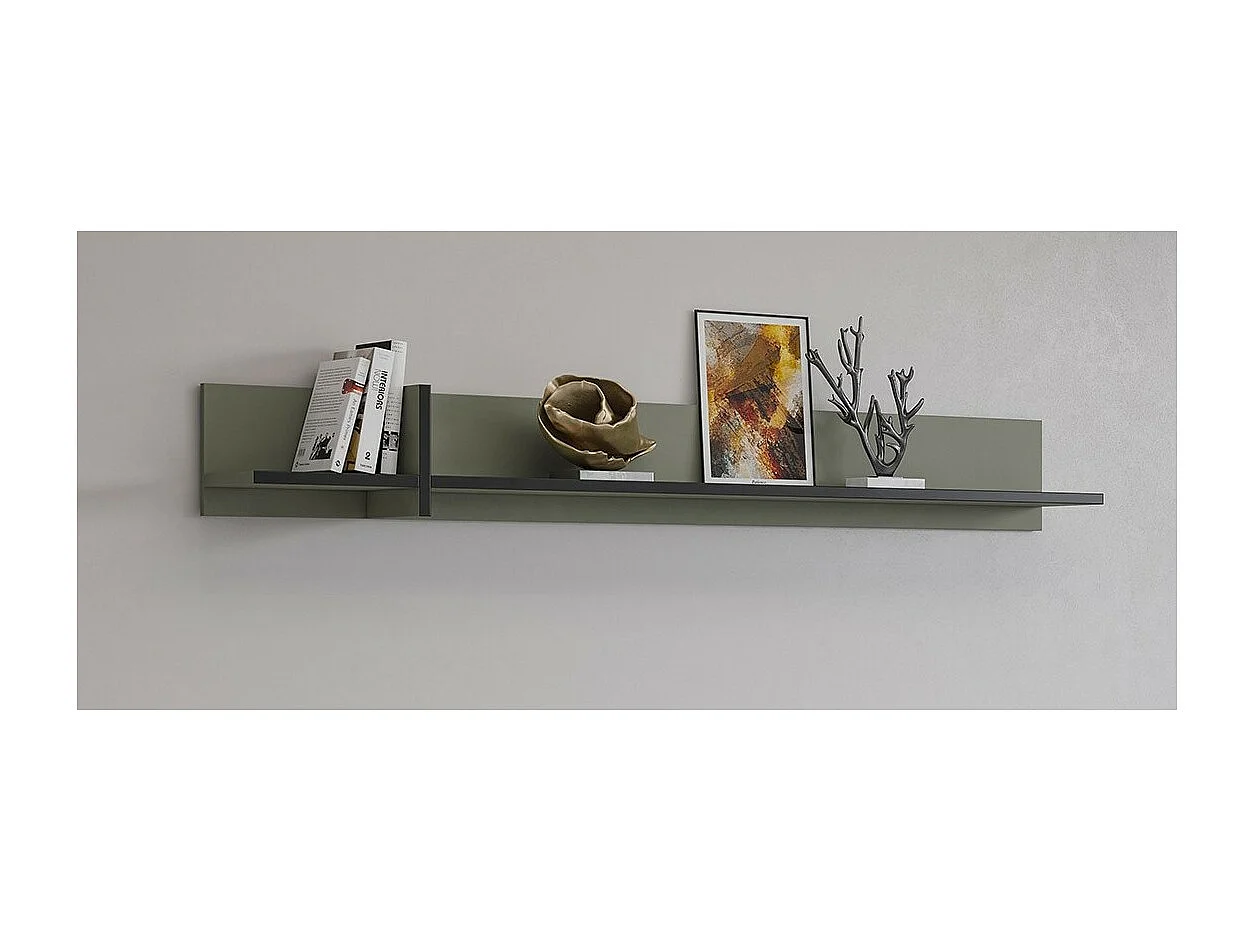 Estantería de pared de 180 cm en color verde salvia y negro. Colección HAVANA.