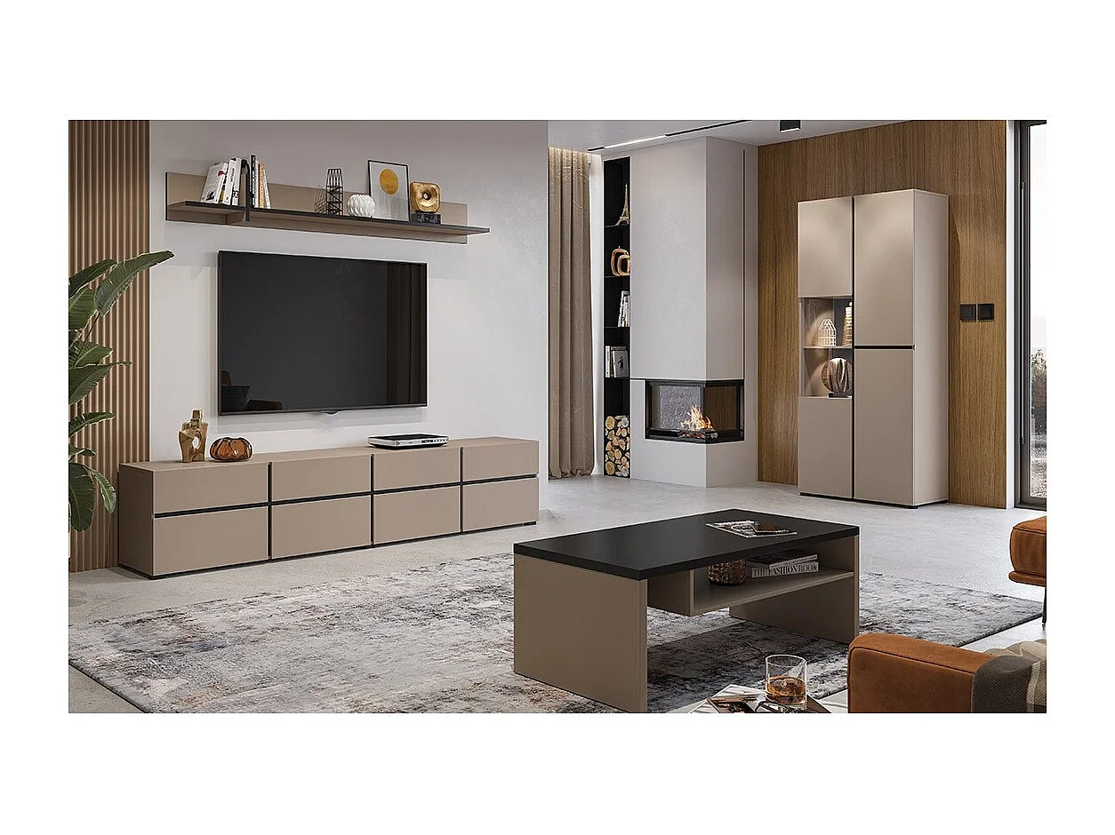 Wandrek 180cm in beige en zwart. Collectie HAVANA.