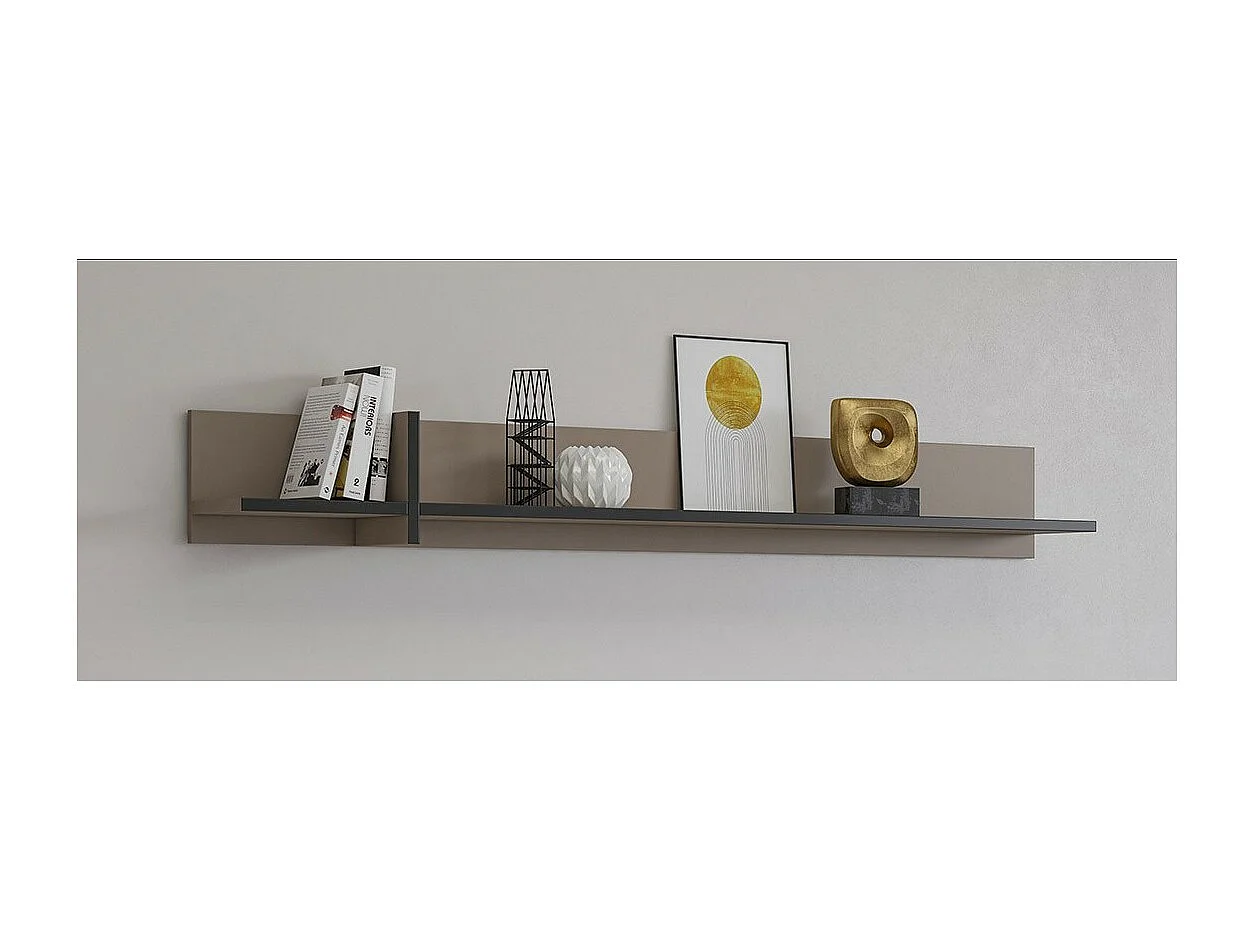 Étagère murale 180cm coloris beige et noir. Collection HAVANA.