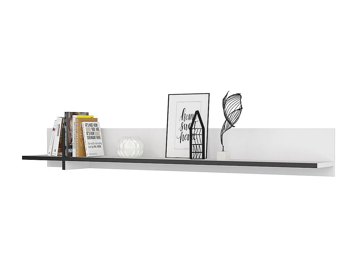 Wandplank 180cm in wit en zwart. Collectie HAVANA.