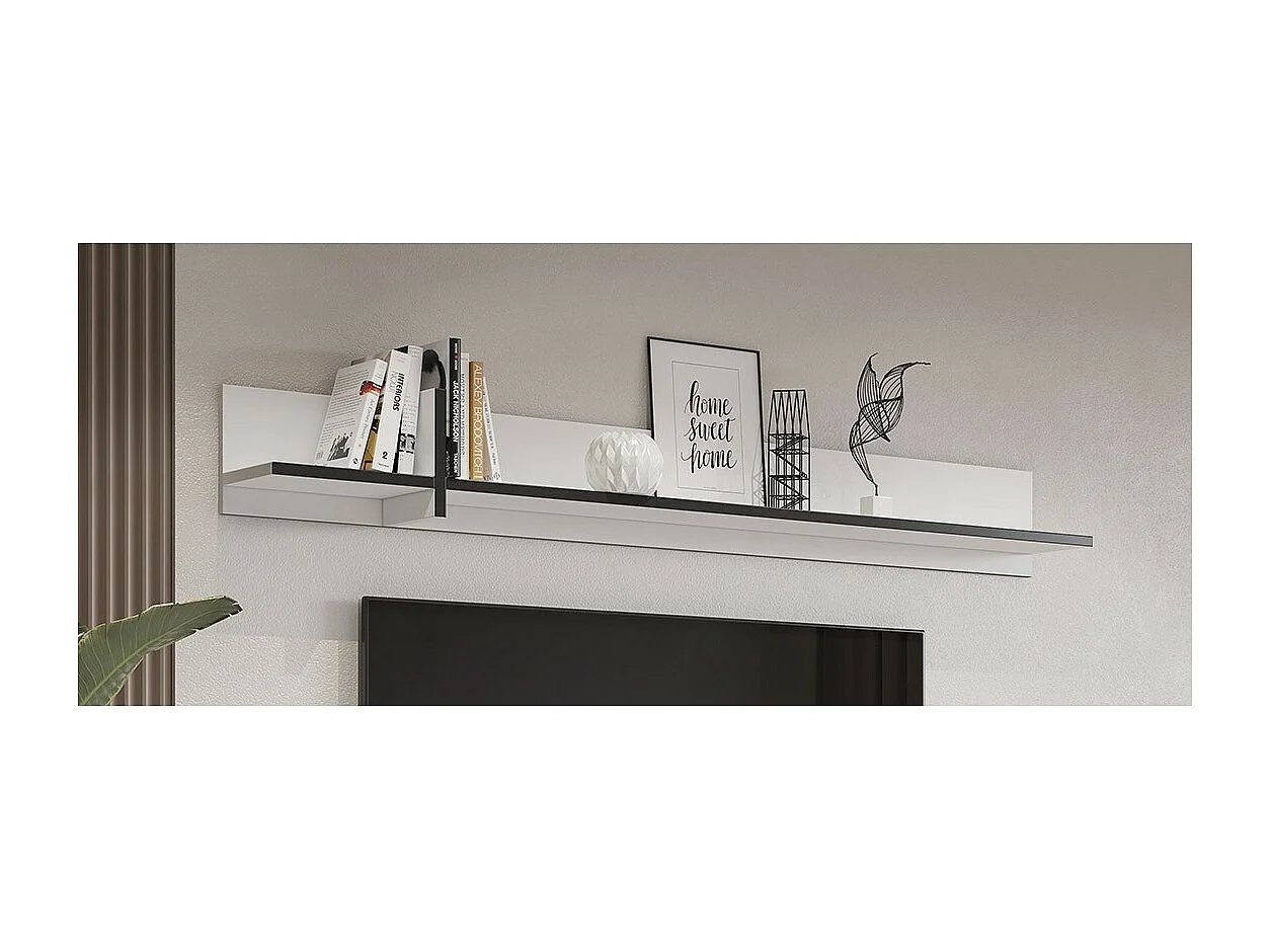 Étagère murale 180cm coloris blanc et noir. Collection HAVANA.