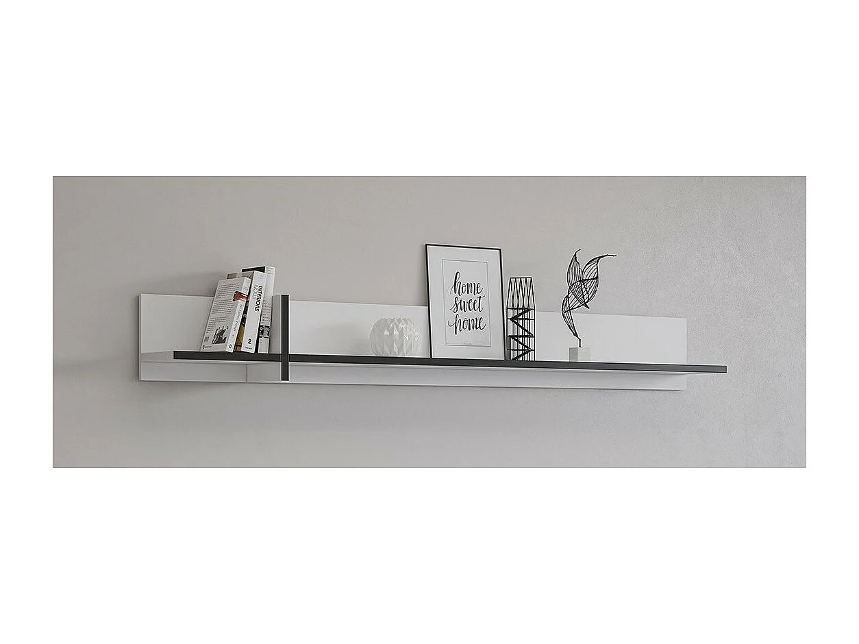 Étagère murale 180cm coloris blanc et noir. Collection HAVANA.