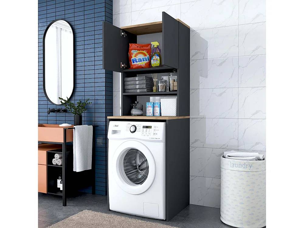 Meuble machine à laver en aggloméré Walnut