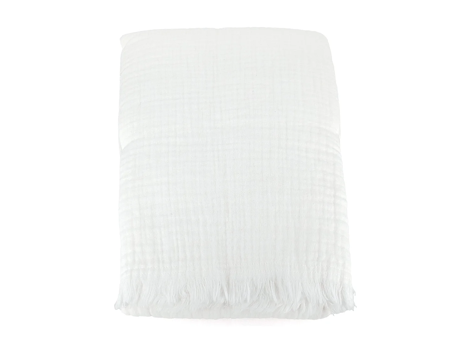 Plaid 180x240 cm en mousseline de coton collection PAROS blanc neige