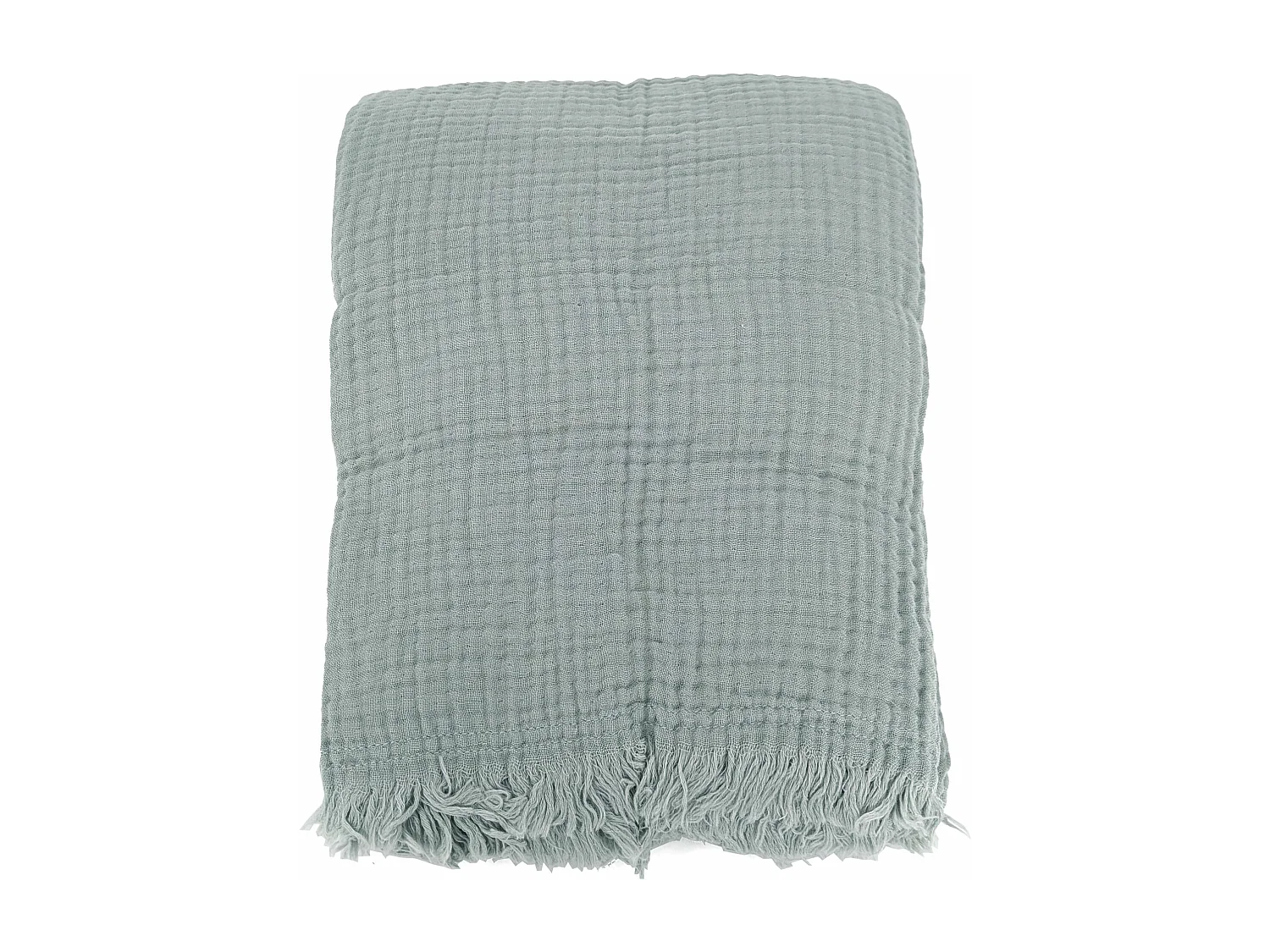 Plaid 180x240 cm en mousseline de coton collection PAROS vert lichen