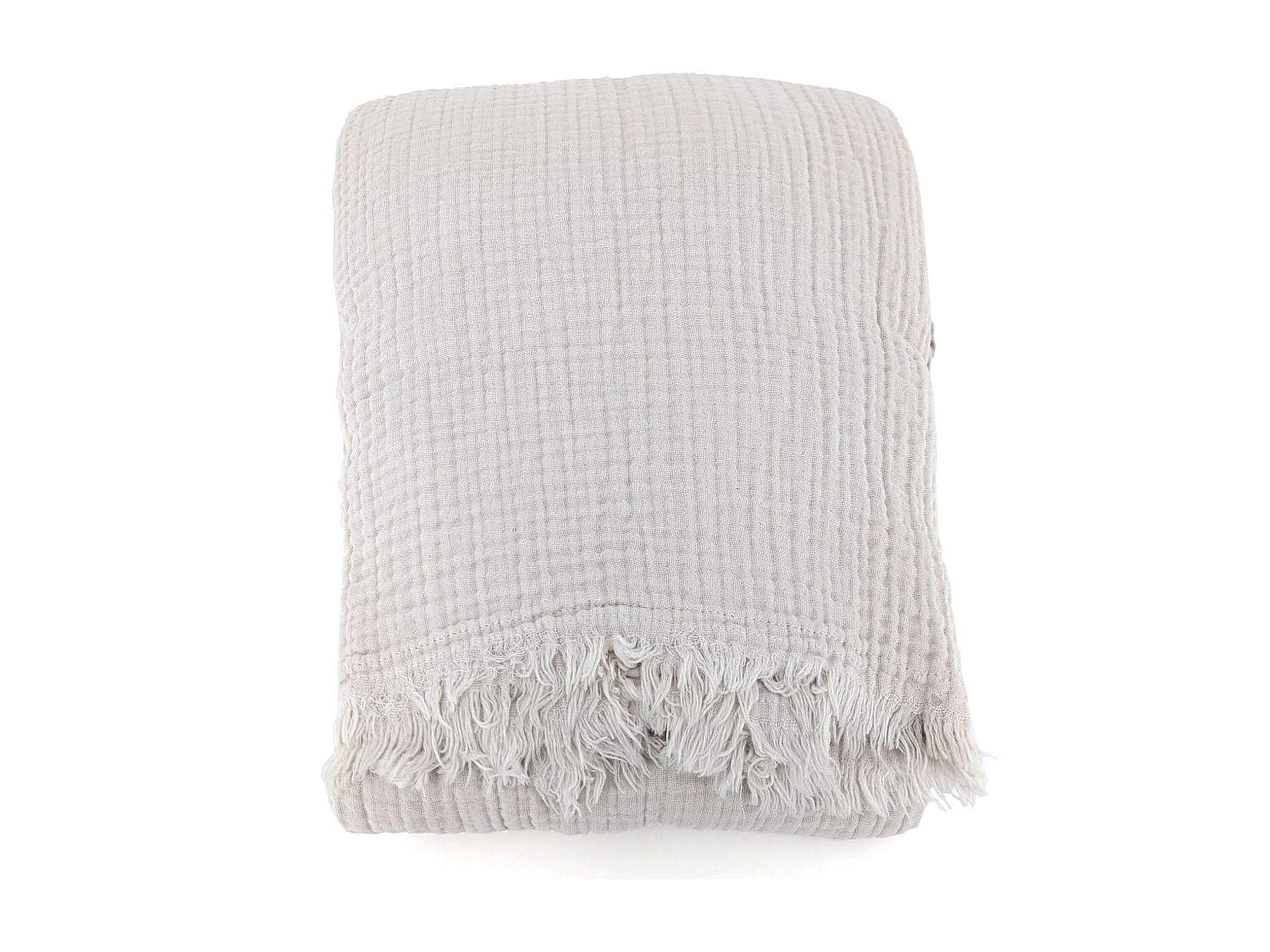 Plaid 180x240 cm en mousseline de coton collection PAROS beige ficelle