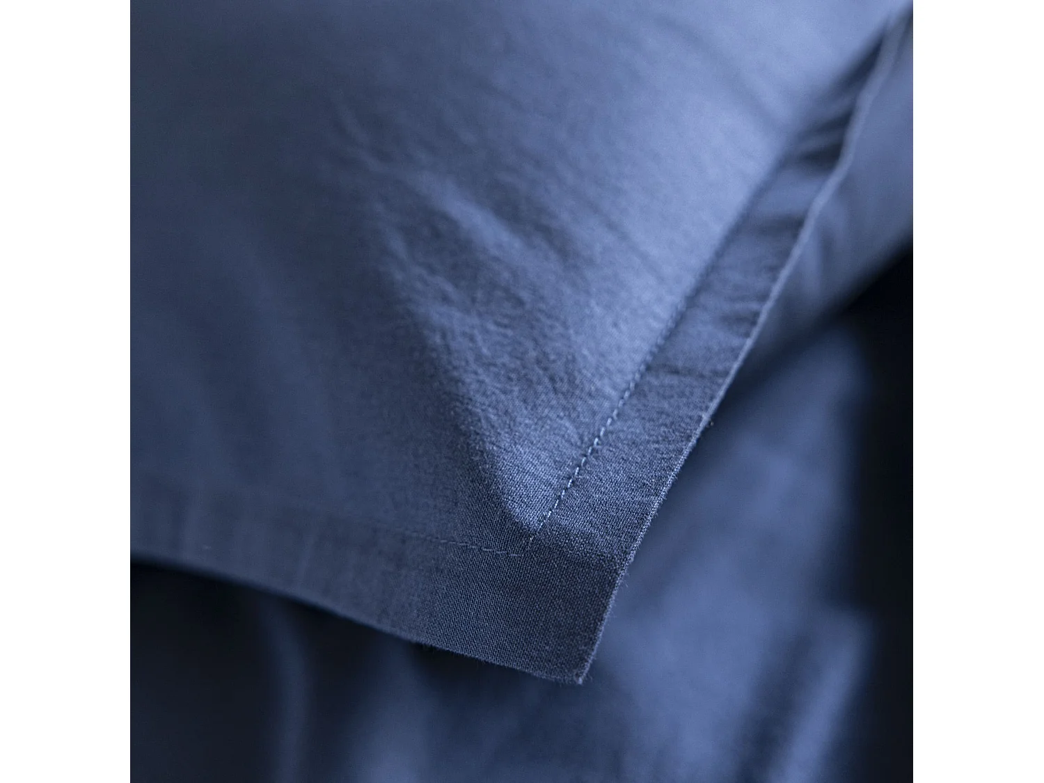 Lot de 2 taies d'oreiller coton lavé - SOMEO Bleu marine 50x70 - CELESTE