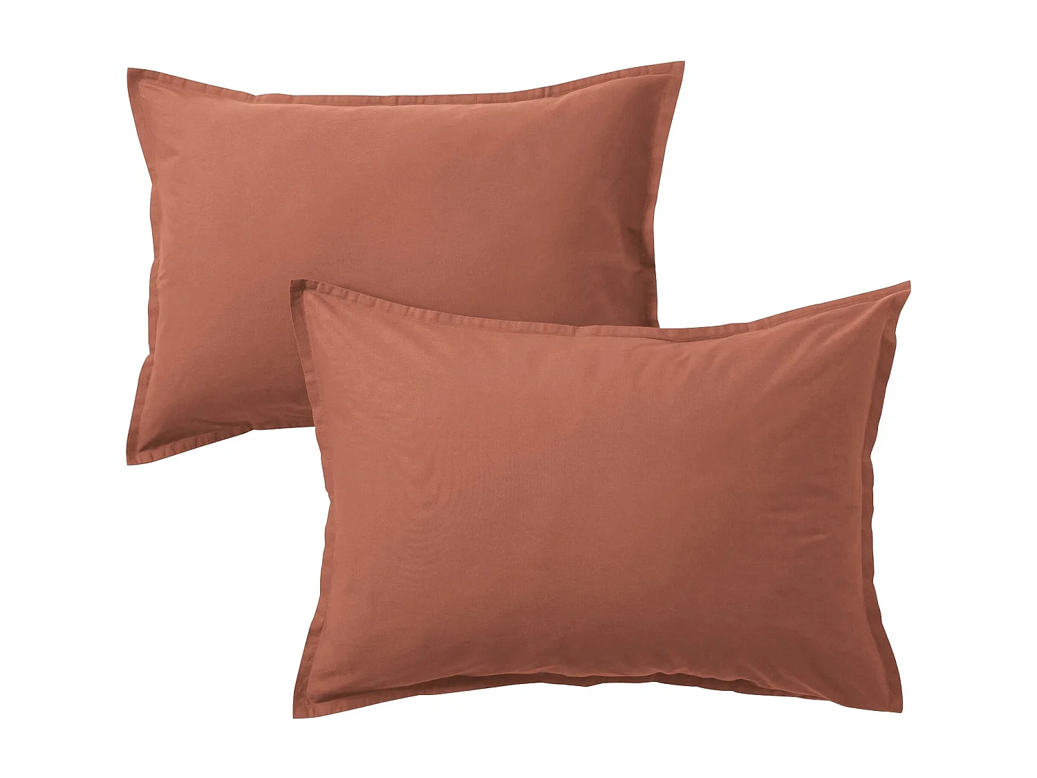 Lot de 2 taies d'oreiller coton lavé - SOMEO Terracotta 50x70 - CELESTE