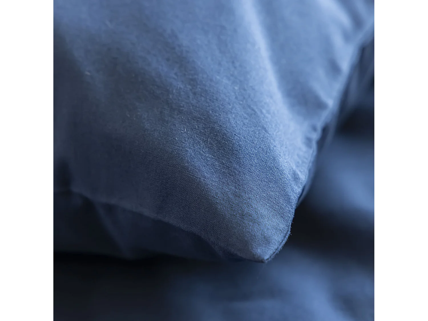 Taie d'oreiller bébé coton lavé 40x60 - SOMEO Bleu marine