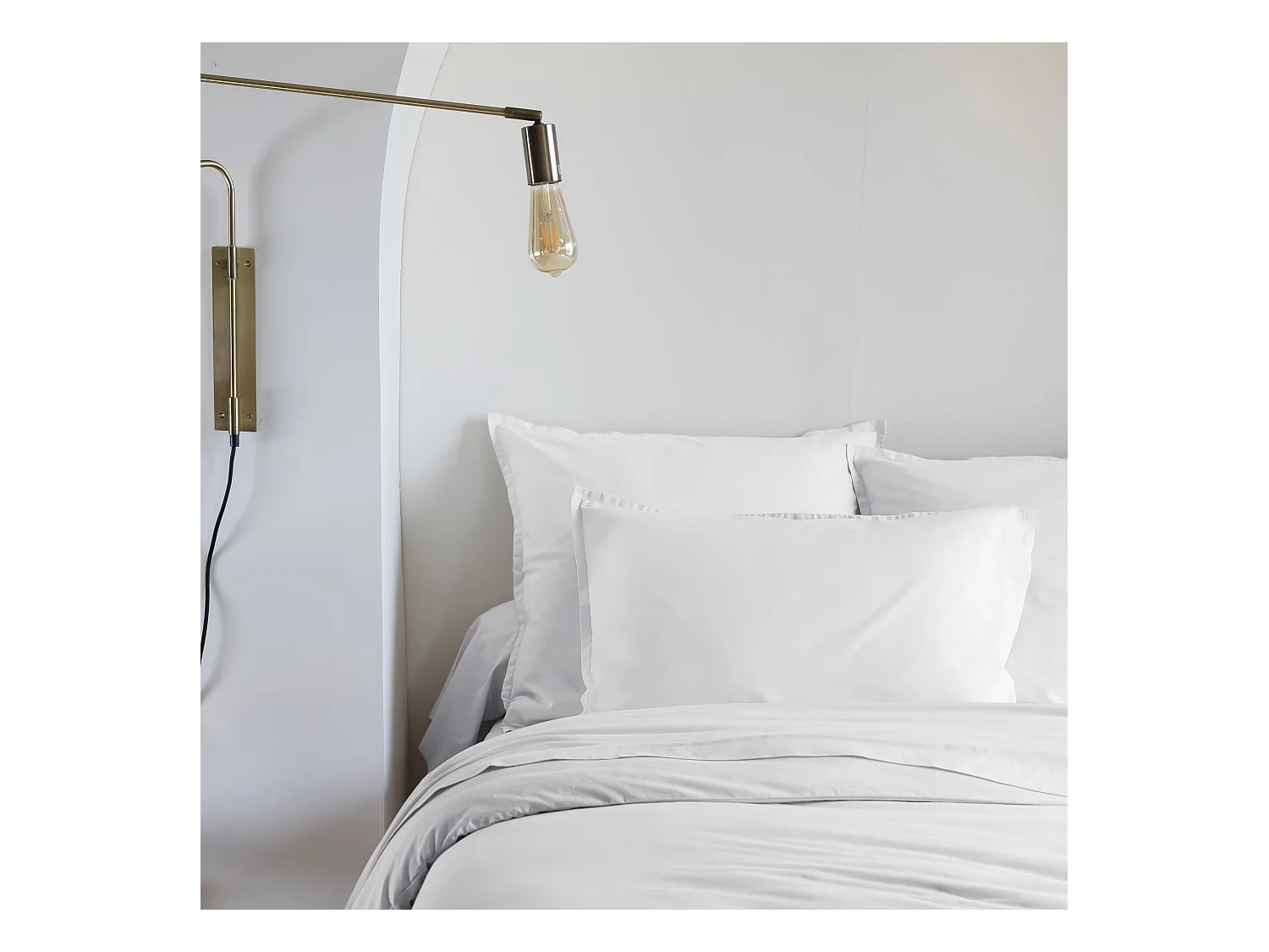 Lot de 2 taies d'oreiller coton lavé - SOMEO Blanc 50x70 - CELESTE