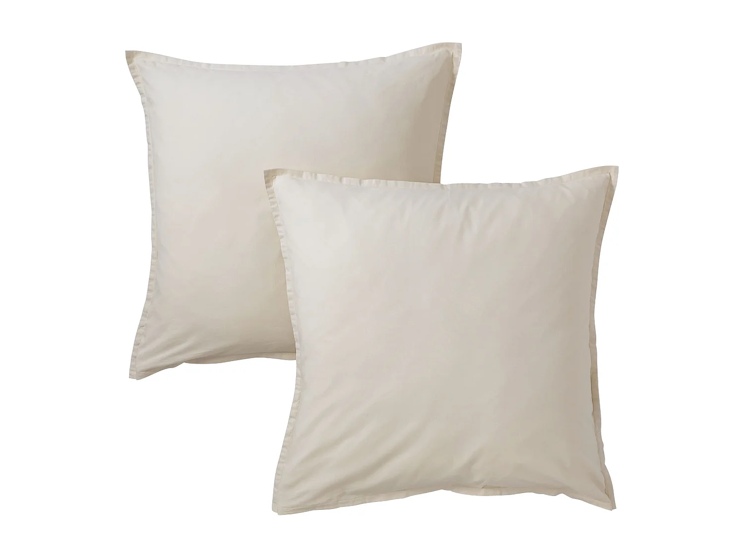 Lot de 2 taies d'oreiller coton lavé - SOMEO Beige 65x65 - CELESTE