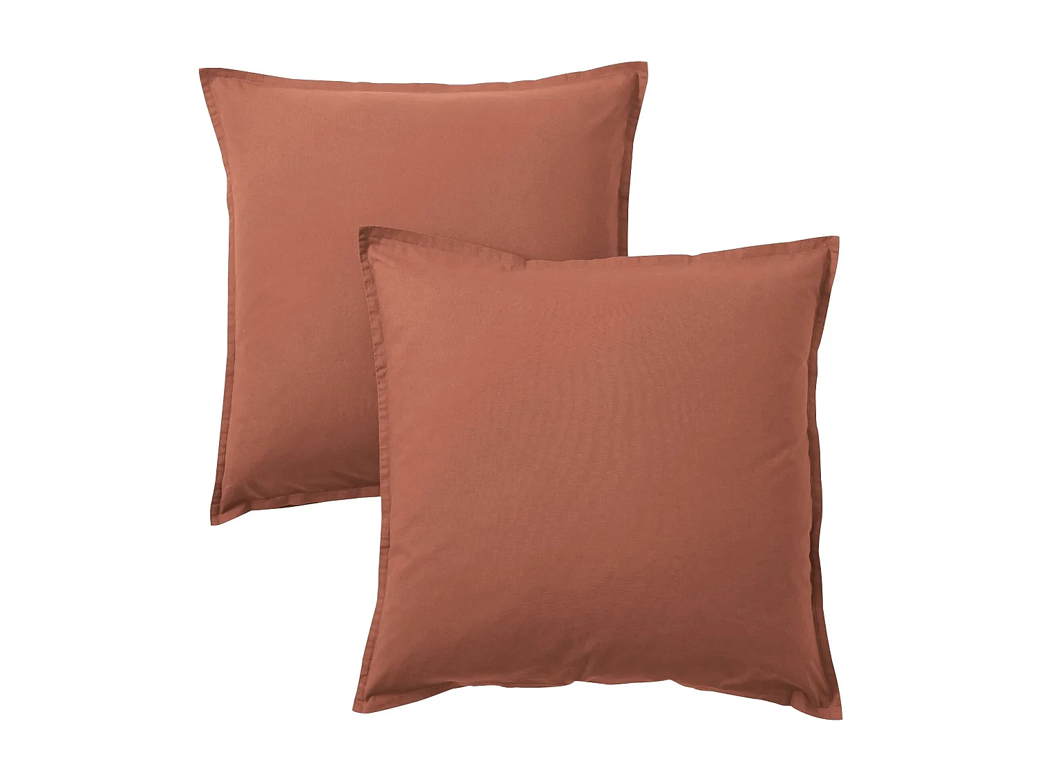 Lot de 2 taies d'oreiller coton lavé - SOMEO Terracotta 65x65 - CELESTE