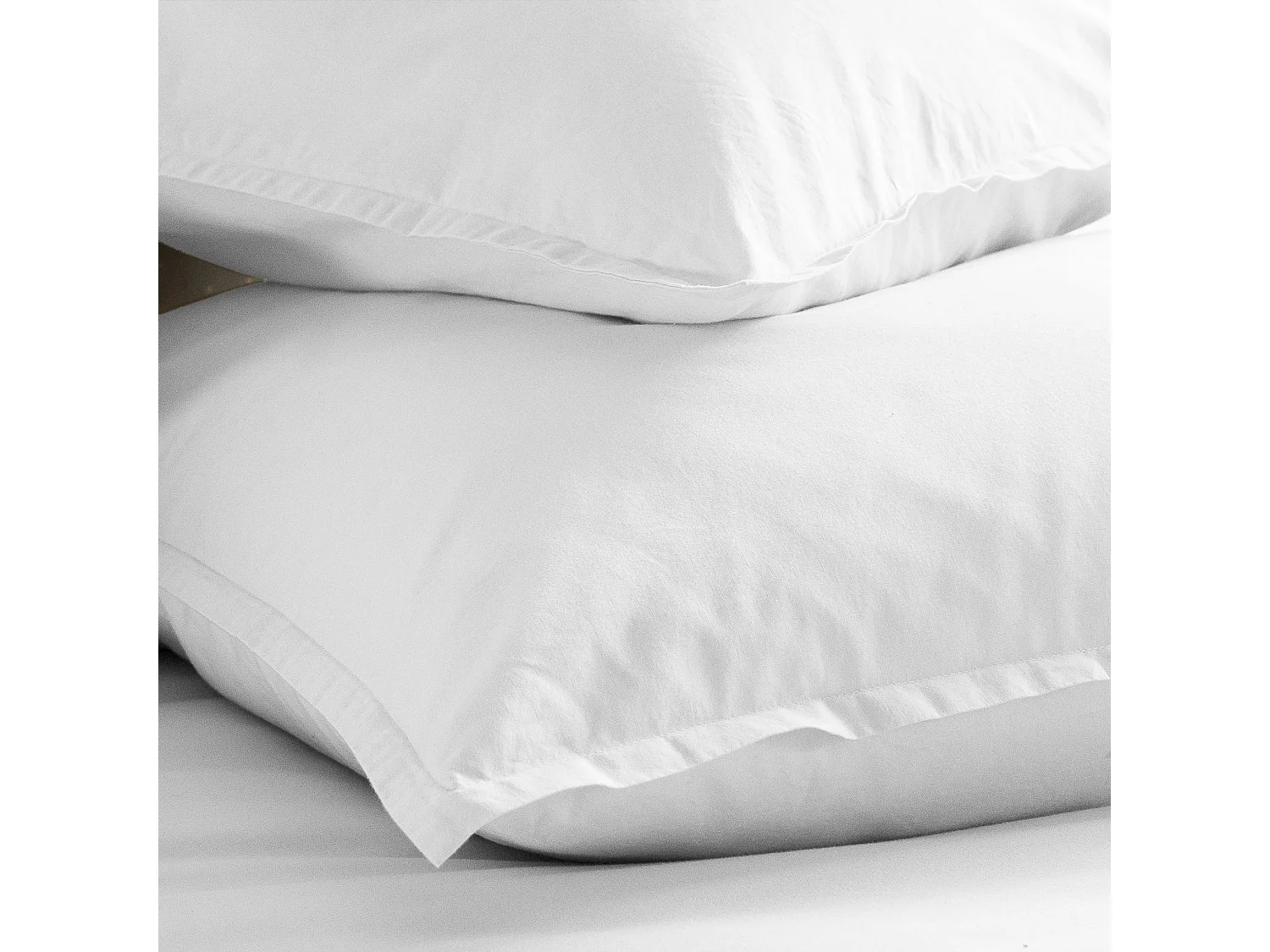 Lot de 2 taies d'oreiller coton lavé - SOMEO Blanc 65x65 - CELESTE