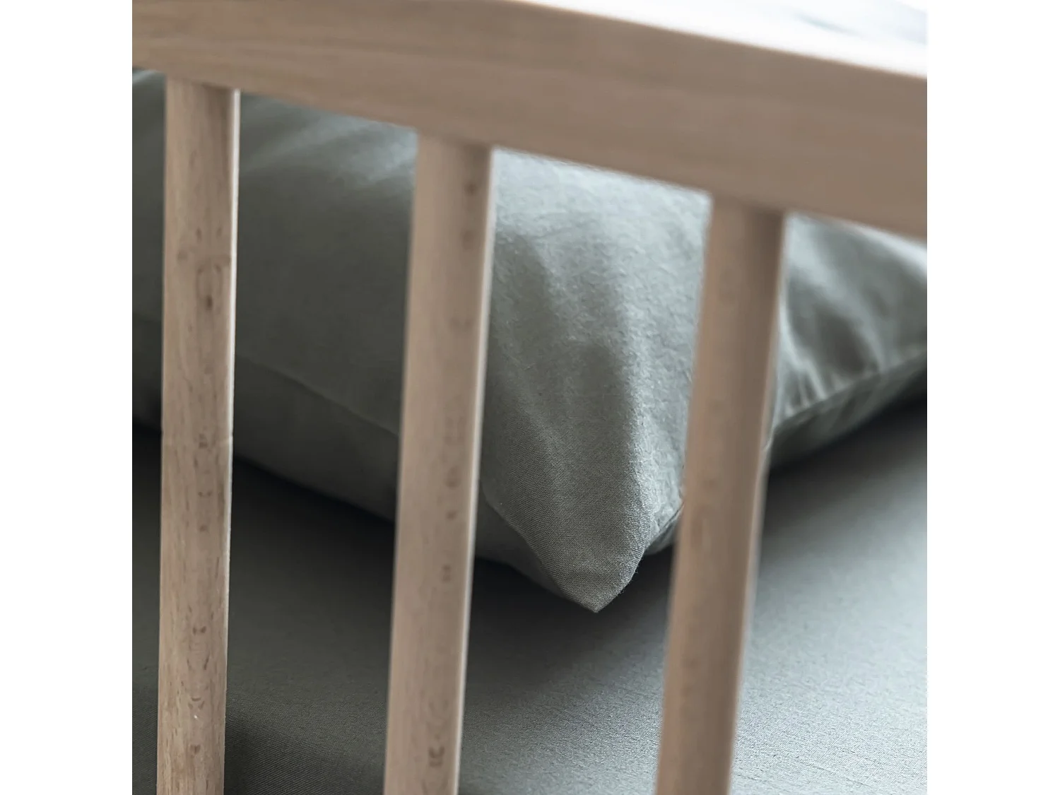 Taie d'oreiller bébé coton lavé 40x60 - SOMEO Kaki